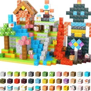 Piece Magnetic Blocks Set Building a Large Astronaut and Rocket Landscape