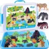 Billeeit animal sensory bin with zoo map colorful sand and animal figures