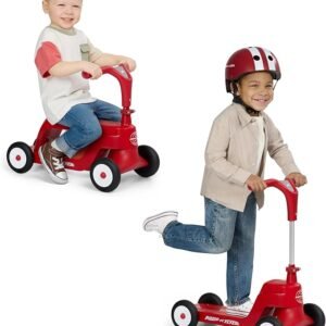 Radio Flyer Scoot 2 Scooter in both Seated Ride-On and Stand-Up Modes