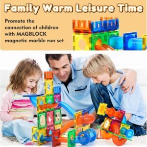 Parents and Children Playing Together with MAGBLOCK Construction Toy