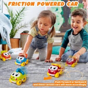 Four friction powered animal car toys for toddlers