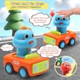 Simple Press and Go Action with 360 Degree Rotatable Dinosaur Head