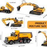 Dimensions of LerBao 14 inch excavator and dump truck toy set