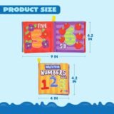 Dimensions of JOYIN baby cloth books showing 4.2 by 4 inches size