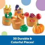 Vibrant 30 piece sorting set with realistic fruit and vegetable toys