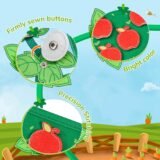 Close up of precision stitching and firmly sewn buttons on JoyCat felt book