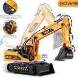 Close up of sound and light buttons on LerBao excavator toy