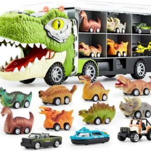 JOYIN 13-in-1 dinosaur truck for kids transport carrier packaging front view