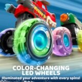 Glow rover monster truck with bright color changing LED wheels in the dark