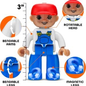 Close up of the magnetic soles on a Playmags figure standing on a tile