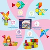 Educational magnetic tiles showing different geometric shapes and vibrant colors